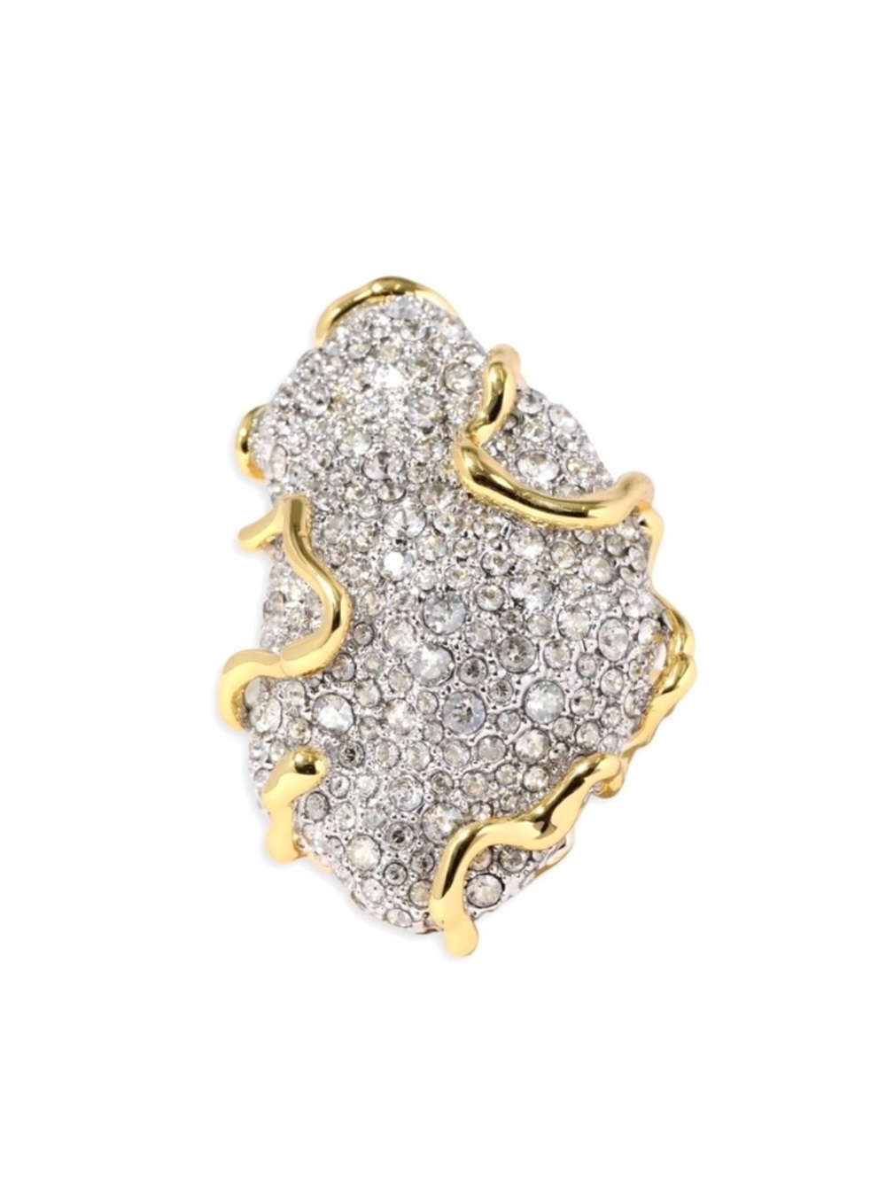 NEW Alexis Bittar Solanales Large Crystal Pave Geode Pebble Ring AU14